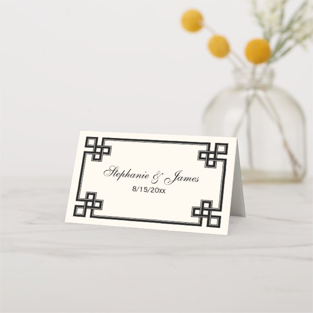 Fancy Black Key Cadres Escort Cartes Ivory (Devant)