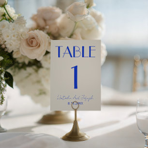 Fancy Blue Ivory Old Money Numéro de Table de Mari