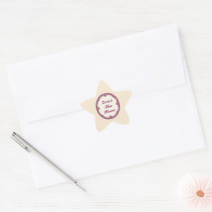 Fancy Border Lila/Rosa und Creme Personalisieren Stern-Aufkleber
