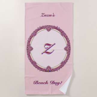 Fancy Border Lila/Rosa und Creme Personalisieren Strandtuch