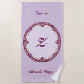 Fancy Border Lila/Rosa und Creme Personalisieren Strandtuch