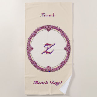 Fancy Border Lila/Rosa und Creme Personalisieren Strandtuch