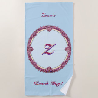 Fancy Border Lila/Rosa und Creme Personalisieren Strandtuch
