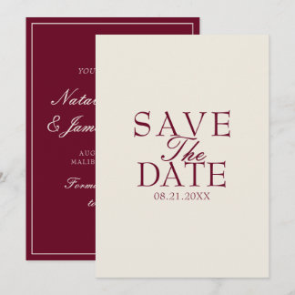 Fancy Burgunder Creme Old Money Retro Hochzeit Save The Date