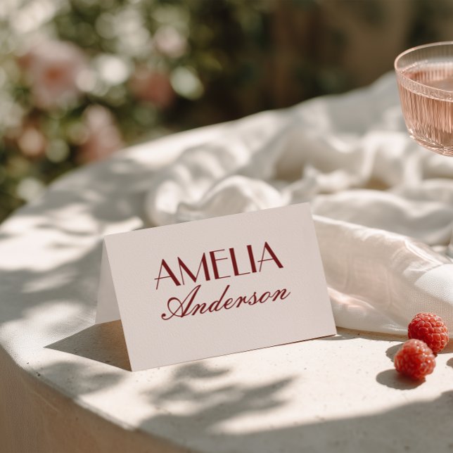 Fancy Burgundy Cream Classy Wedding Place Cards Tischnummer (Von Creator hochgeladen)