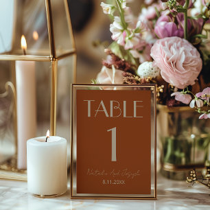 Fancy Burnt Orange Gold Hochzeitstisch Nummer  Einladung