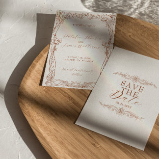 Fancy Burnt Orange Terrakotta Boho Chic Hochzeit Save The Date