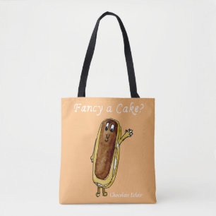 Fancy Cake Lustige Schokoladenéclair Skurrile Kuns Tasche