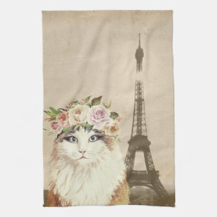 Fancy Cat & Eiffel Geschirrtuch
