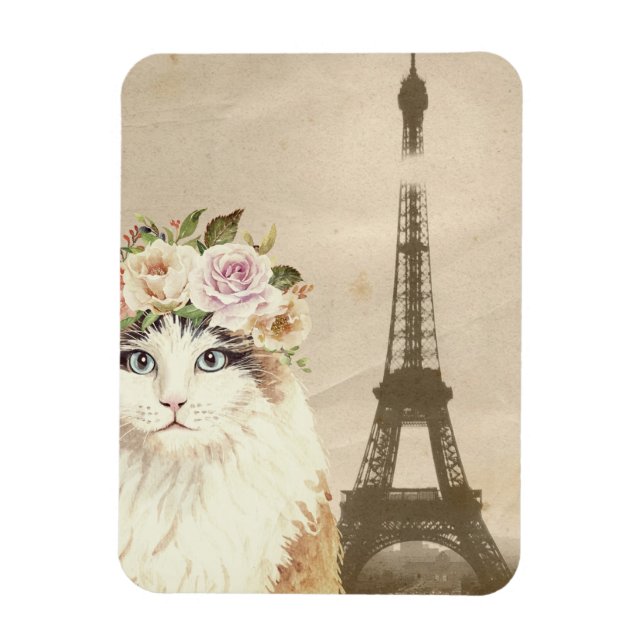 Fancy Cat & Eiffelturm Magnet (Vertikal)