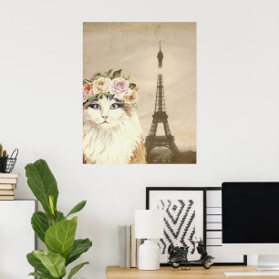Fancy Cat & Eiffelturm Poster