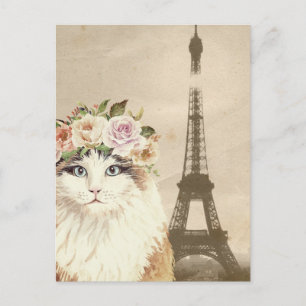 Fancy Cat & Eiffelturm Postkarte