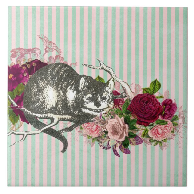 Fancy Cheshire Cat Collage Fliese (Vorderseite)