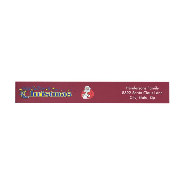 Fancy Christmas Text et Père Noël Étiquette de adr (Individual)