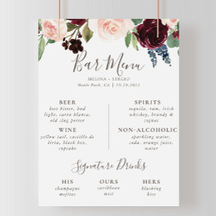 Fancy Classic Flowers Hochzeitsbar-Menü  Poster