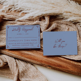 Fancy Deep Red Blue Frame Whimsy Hochzeit RSVP Karte