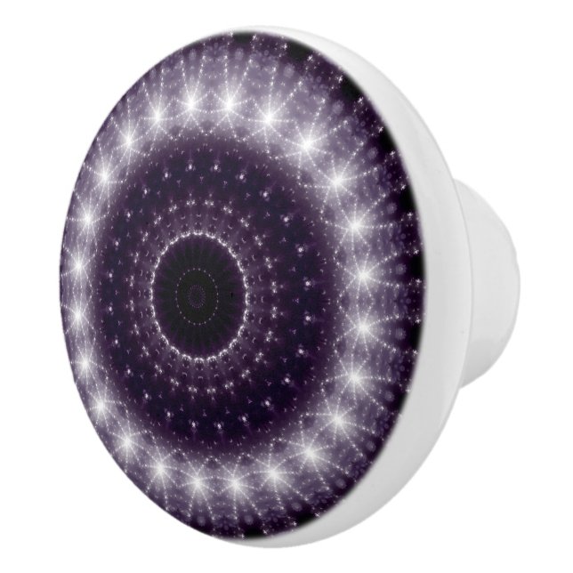 Fancy Delicate Black & White Lace Pattern Keramikknauf (Rechts)