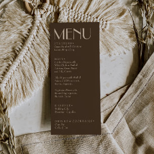 Fancy Earthy Brown Old Money Retro Luxus-Hochzeit Menükarte