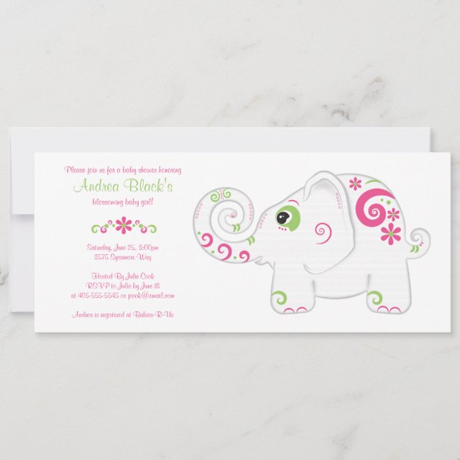 Fancy Elephant sur Parade Baby shower Invitation (Devant)