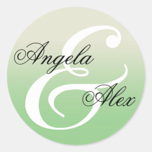 Fancy-Et-Zeichen-Sage-Grün-Ombre-Hochzeit Runder Aufkleber
