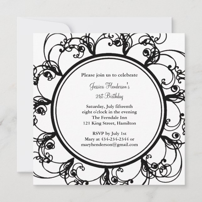 Fancy Floral 21e anniversaire Invitation (Devant)