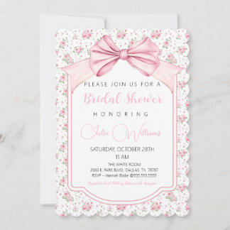 Fancy Floral Bow Bridal Show Invitation