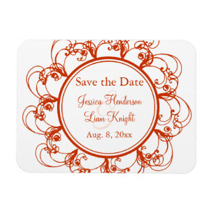 Fancy Floral Save-the-Date-Magnet (orange) Magnet