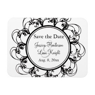 Fancy Floral Save-the-Date-Magnet (schwarz/weiß) Magnet