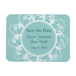 Fancy Floral Save-the-Date-Magnet (türkisfarben) Magnet