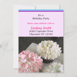 Fancy Flower Cupcakes Geburtstagsparty-Einladung Einladung