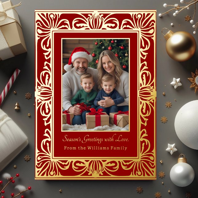 Fancy Foil Cartes de Noël 2 Photos Holiday Red (Créateur téléchargé)