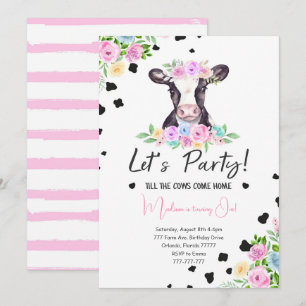 Fancy Font Cow Anniversaire Invitation