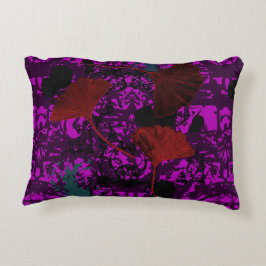 Fancy Ginkgo Grunge Accent Coussin violet