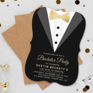 Fancy Gold Folie Smoking Junggesellenabschied Einladung