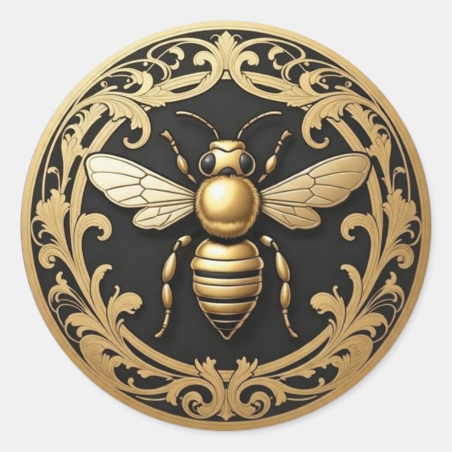 Fancy Gold Honigbiene Runder Aufkleber (Vorderseite)