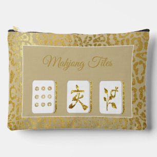 Fancy Gold und Tan Mahjong-Kachel-Etuis Zubehörtasche
