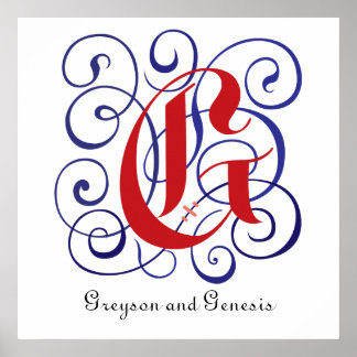 Fancy Gothic Caps Letter G, 300dpi PNG Poster