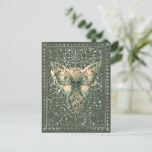 Fancy Green Steampunk Schmetterling Postkarte