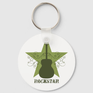 Fancy Guitar Star Swirls Keychain, Green Schlüsselanhänger