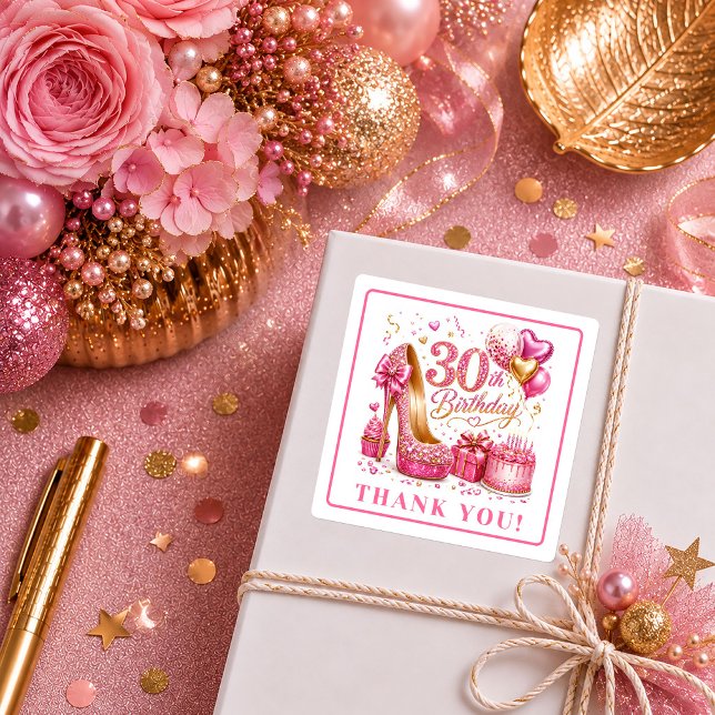 Fancy Hot Pink Glitter 30. Geburtstag Aufkleber (Fancy Hot Pink Sparkle 30th Birthday Stickers

)