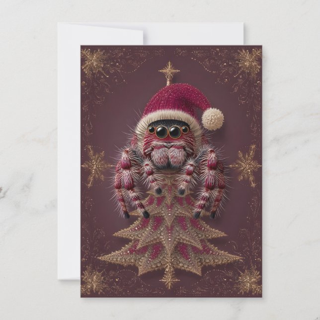 Fancy Jumping Spider Christmas Cards Feiertagskarte (Vorderseite)