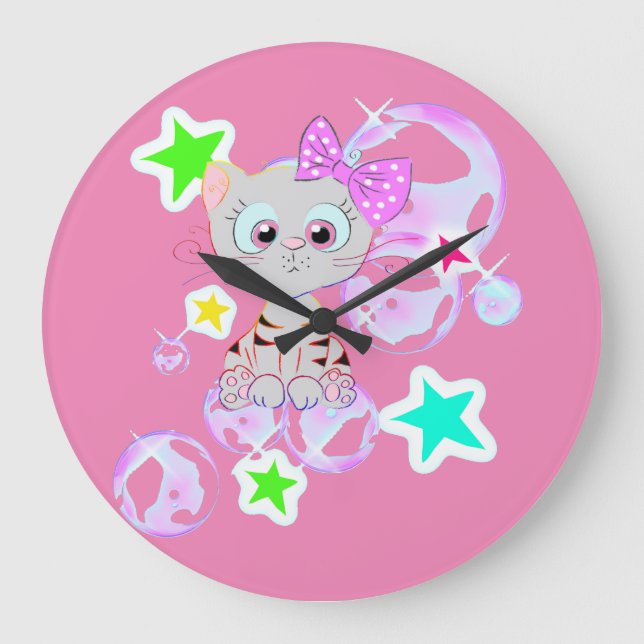 Fancy Kitten - Große Wanduhr (Vorderseite)