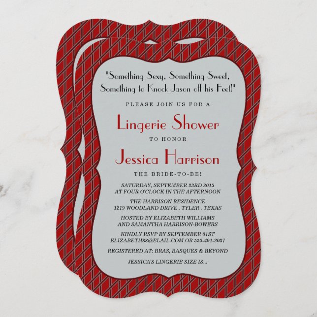 Fancy Lingerie Shower Invitations (Devant / Derrière)