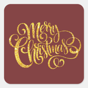 Fancy Merry Christmas Quadratischer Aufkleber