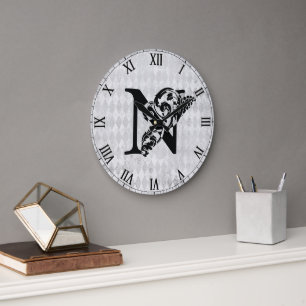 Fancy Monogramm 'N' Acryl Wanduhr