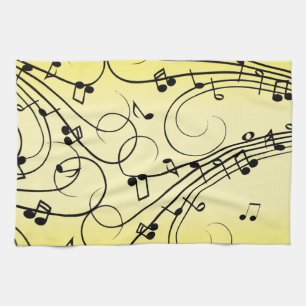 Fancy-Musiknoten Gelb Geschirrtuch