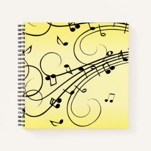 Fancy-Musiknoten Gelb Notizbuch