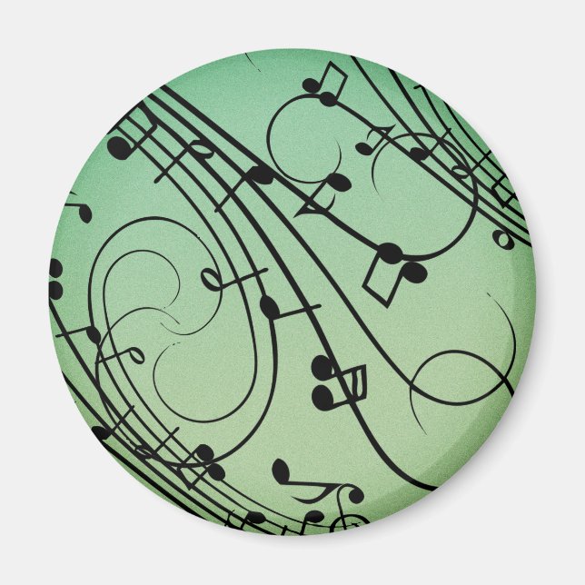 Fancy Notes Grüne Musikgestaltung Magnet (Vorne)