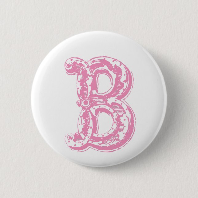 Fancy Old Style Schrift Monogramm Buchstabe B Button (Vorderseite)