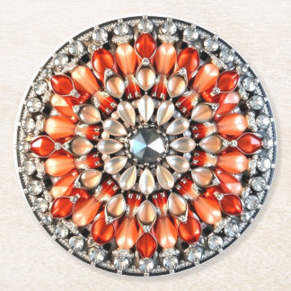 Fancy Orange Juwelen-Look Runder Pappuntersetzer